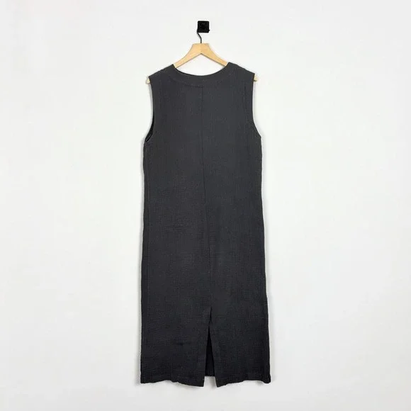 Faherty Dream Gauze Costa Midi Dress Washed Black Organic Cotton Sleeveless S - Picture 8 of 9
